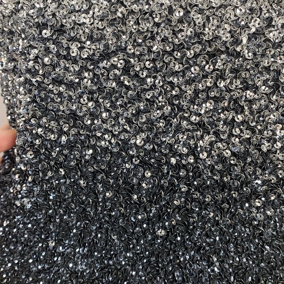 Pamella Roland Silk & Sequin Gunmetal & Black Draped Open Back Dress size 8 - Picture 13 of 16